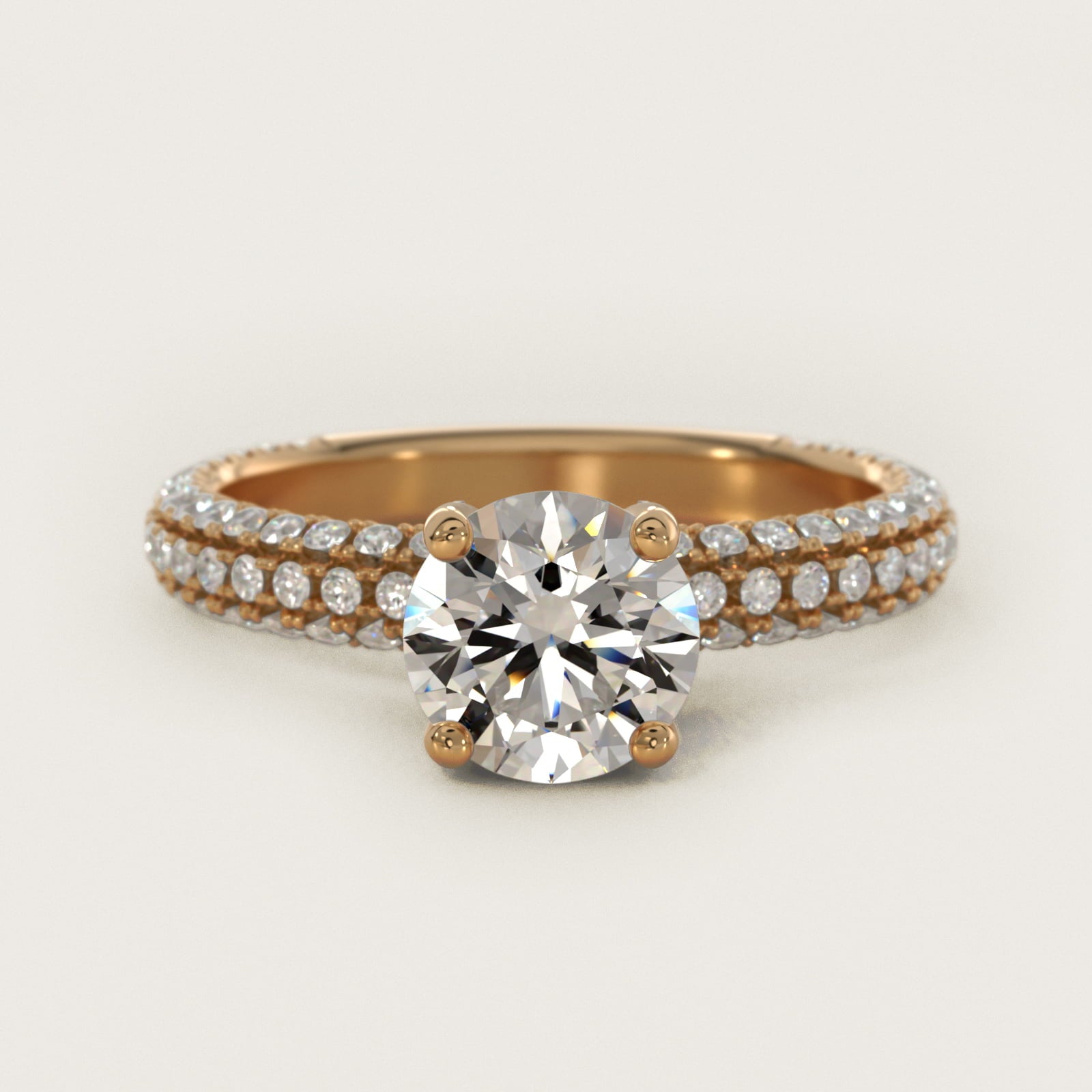 Trio MicroPavŽ Diamond Engagement Ring In 14K Yellow Gold By James Allen - Round Center