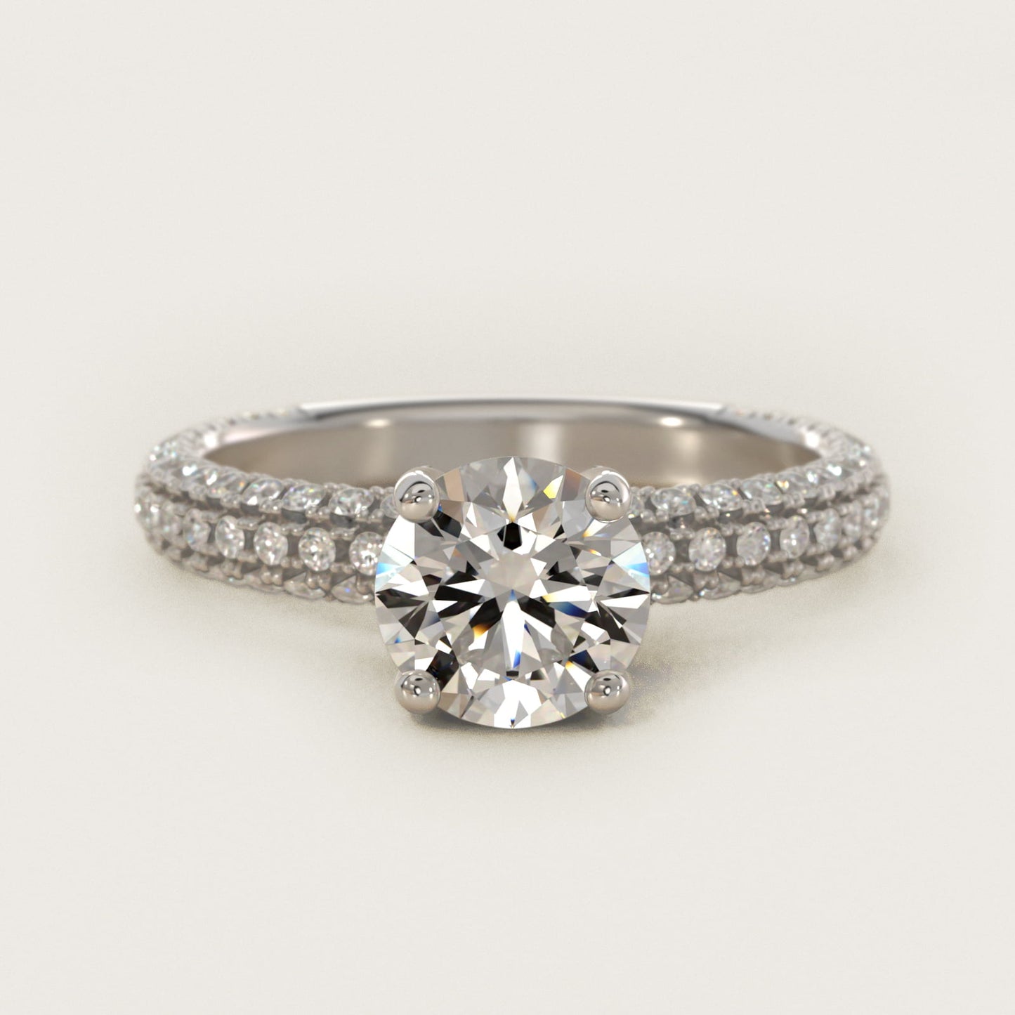 Trio MicroPav? Diamond Engagement Ring In Platinum By James Allen - Round Center