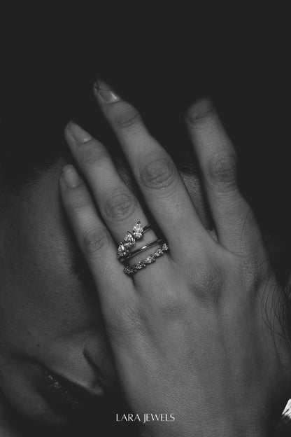 Triple Pear Diamond Ring 18K Yellow Gold - Lifestyle