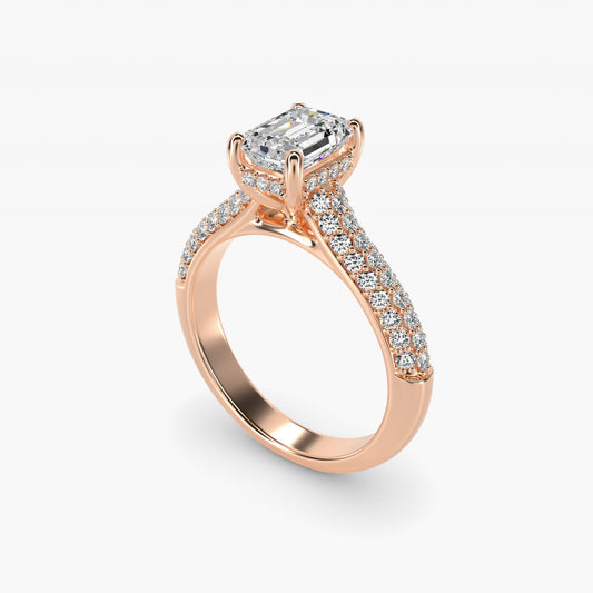 Triple Row Pav? Cathedral Diamond Engagement Ring In 18k Rose Gold By James Allen - Emerald Center