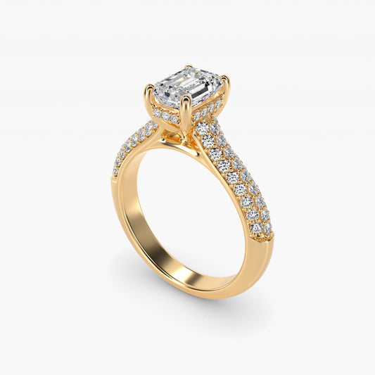 Triple Row Pav? Cathedral Diamond Engagement Ring In 18k Yellow Gold By James Allen - Emerald Center