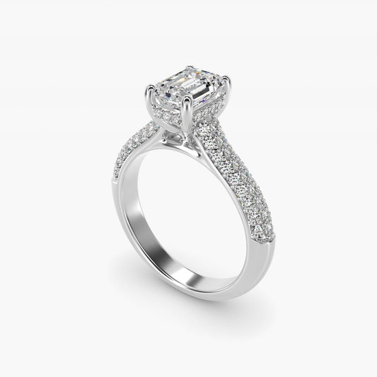 Triple Row Pav? Cathedral Diamond Engagement Ring In Platinum By James Allen - Emerald Center