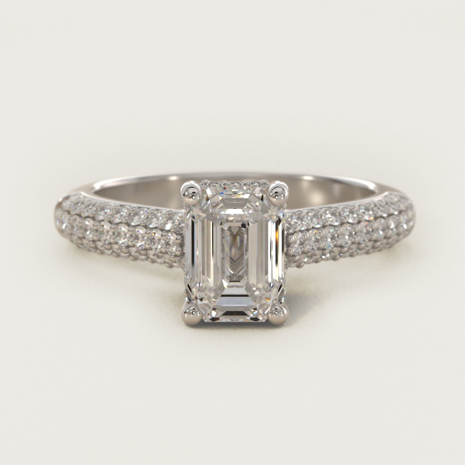 Triple Row Pav? Cathedral Diamond Engagement Ring In Platinum By James Allen - Emerald Center