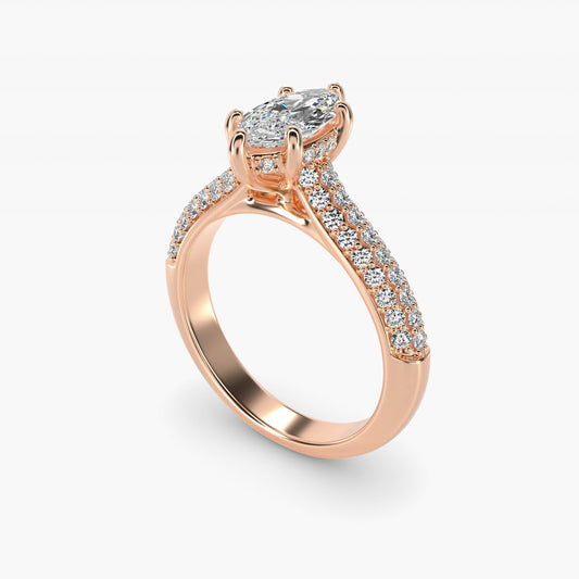 Triple Row Pav? Cathedral Diamond Engagement Ring In 18k Rose Gold By James Allen - Marquise Center
