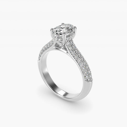 Triple Row Pav? Cathedral Diamond Engagement Ring In Platinum By James Allen - Oval Center