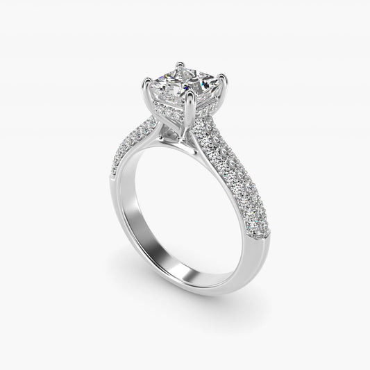 Triple Row PavŽ Cathedral Diamond Engagement Ring In 14K White Gold By James Allen - Princess Center