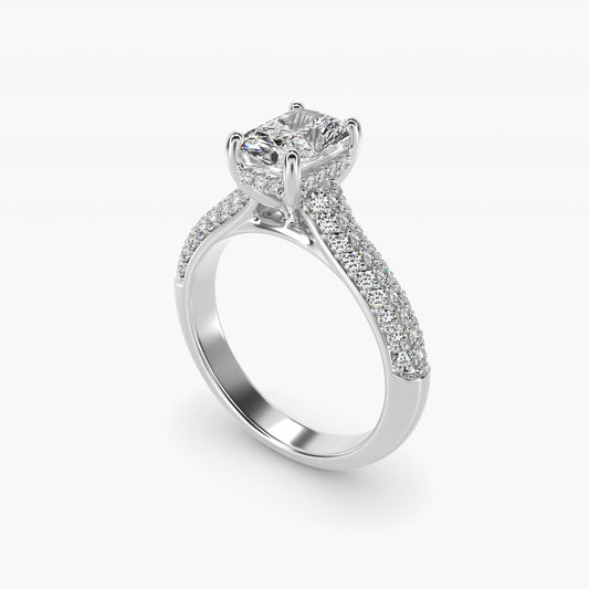 Triple Row Pav? Cathedral Diamond Engagement Ring In Platinum By James Allen - Radiant Center
