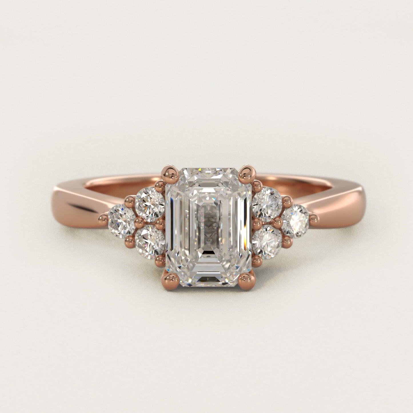 Triple Side Stone Diamond Engagement Ring In 14K Rose Gold By James Allen - Emerald Center