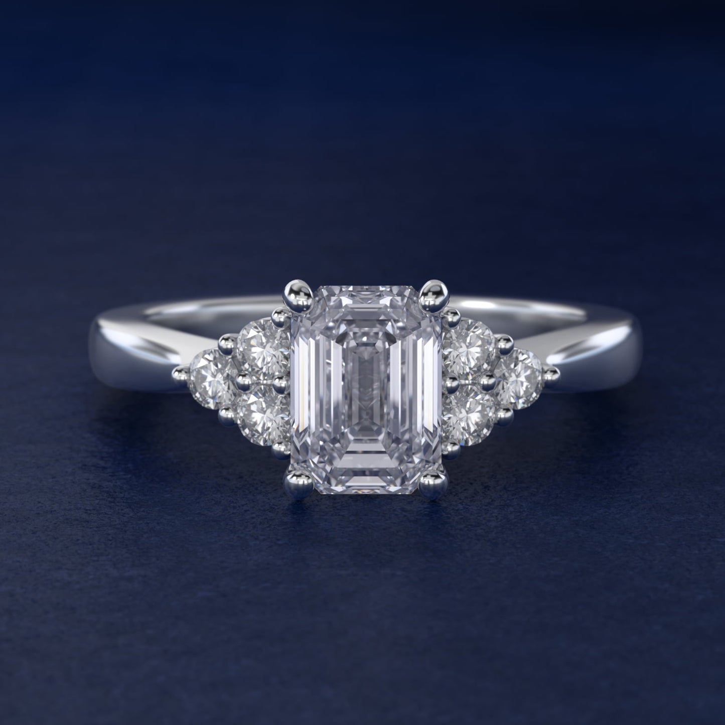 Triple Side Stone Diamond Engagement Ring In 14K White Gold By James Allen - Emerald Center