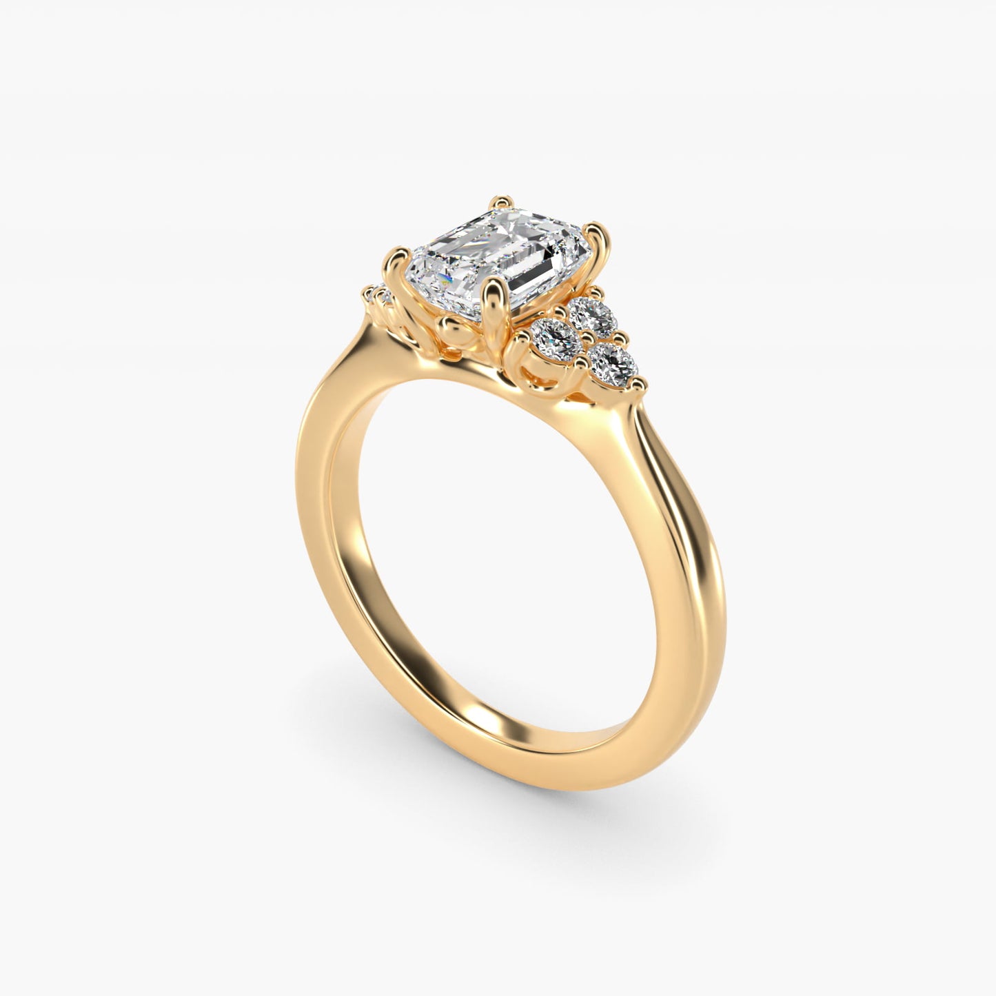 Triple Side Stone Diamond Engagement Ring In 18k Yellow Gold By James Allen - Emerald Center