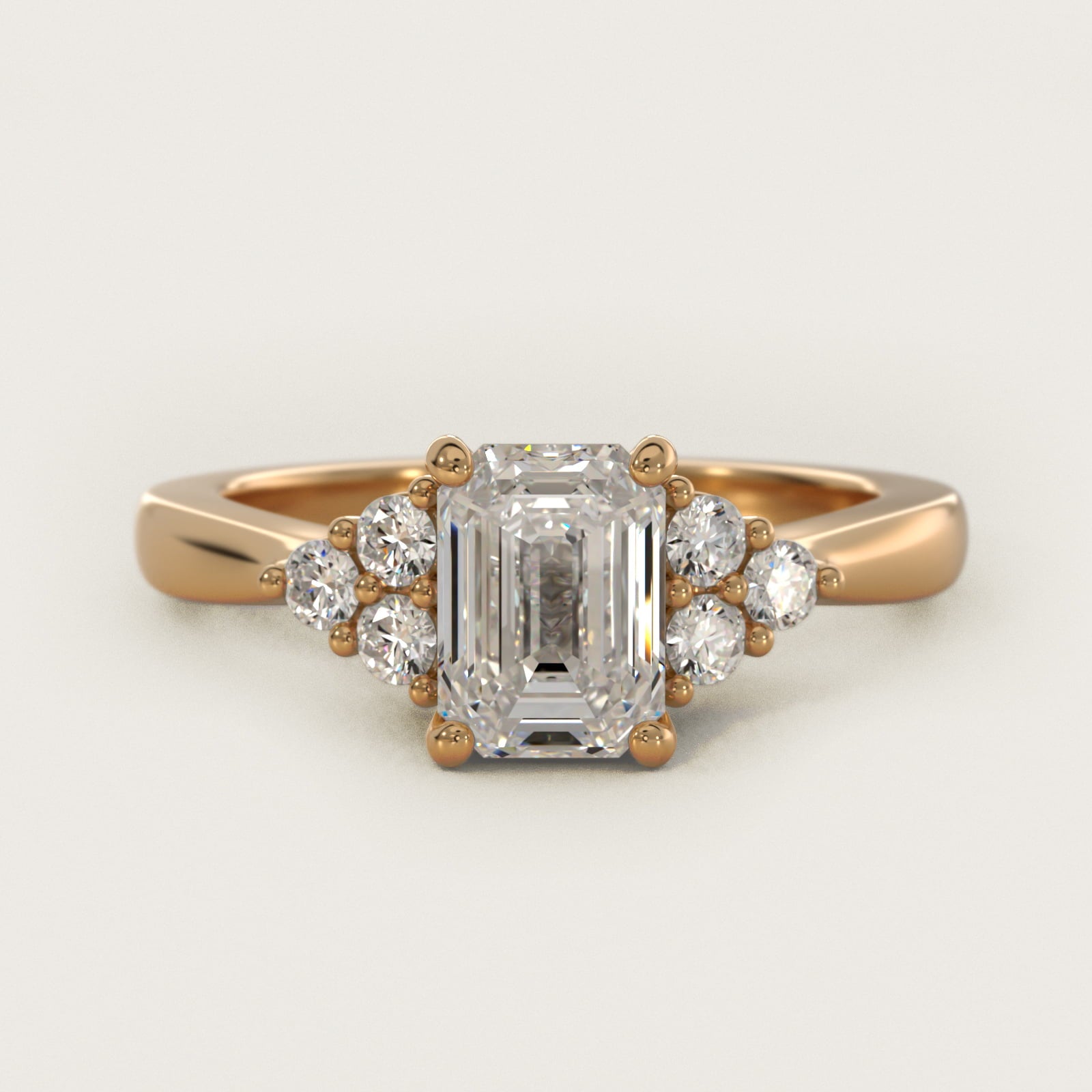 Triple Side Stone Diamond Engagement Ring In 14K Yellow Gold By James Allen - Emerald Center
