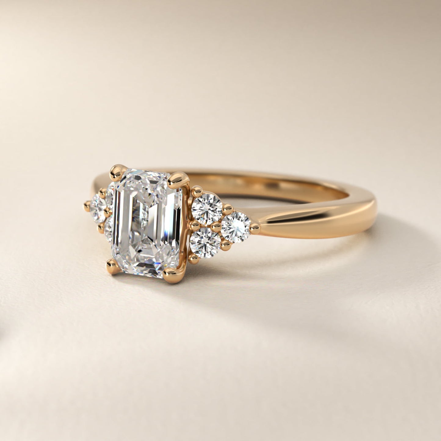 Triple Side Stone Diamond Engagement Ring In 18k Yellow Gold By James Allen - Emerald Center