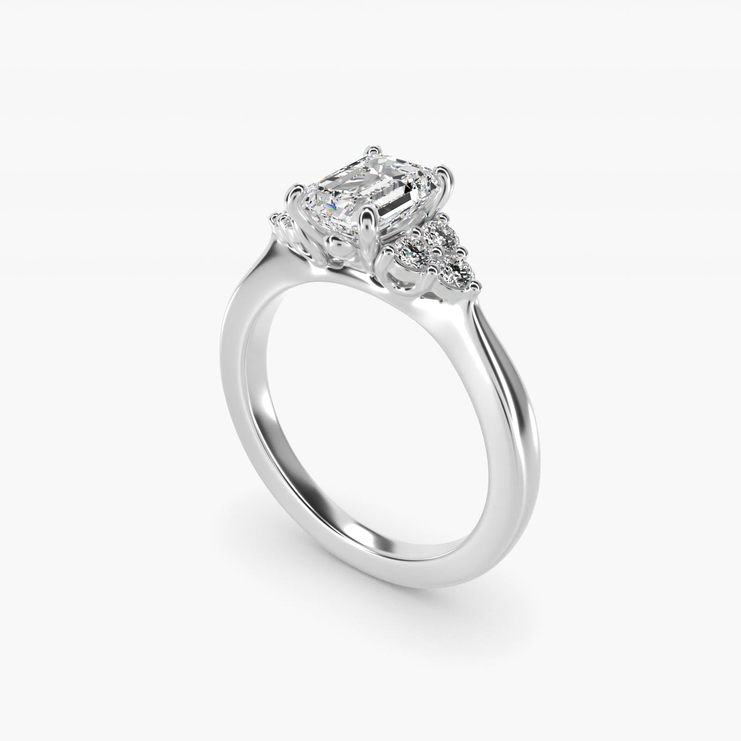 Triple Side Stone Diamond Engagement Ring In Platinum By James Allen - Emerald Center