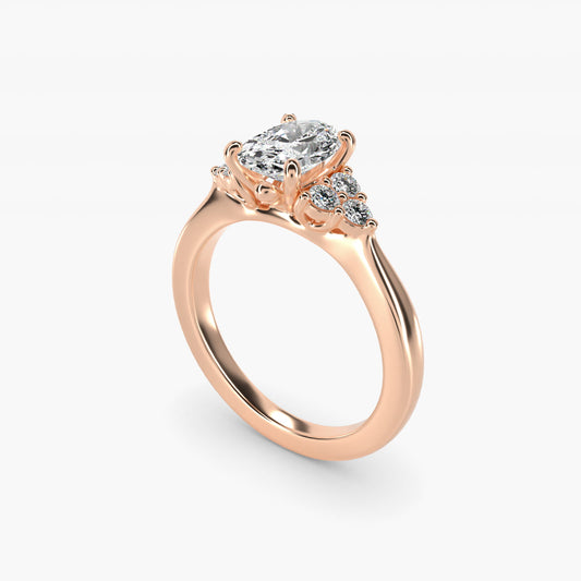 Triple Side Stone Diamond Engagement Ring In 14K Rose Gold By James Allen - Oval Center