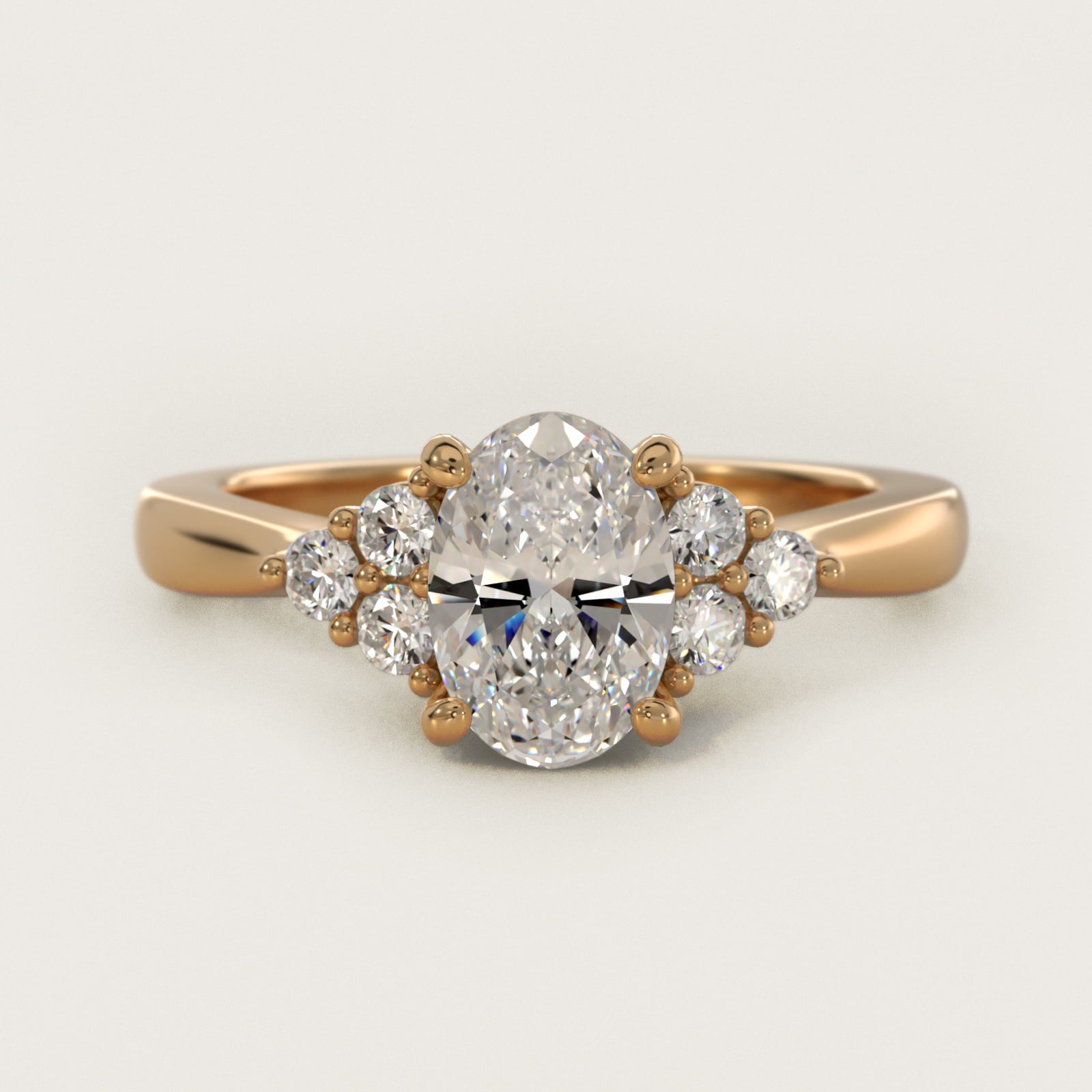 Triple Side Stone Diamond Engagement Ring In 14K Yellow Gold By James Allen - Oval Center