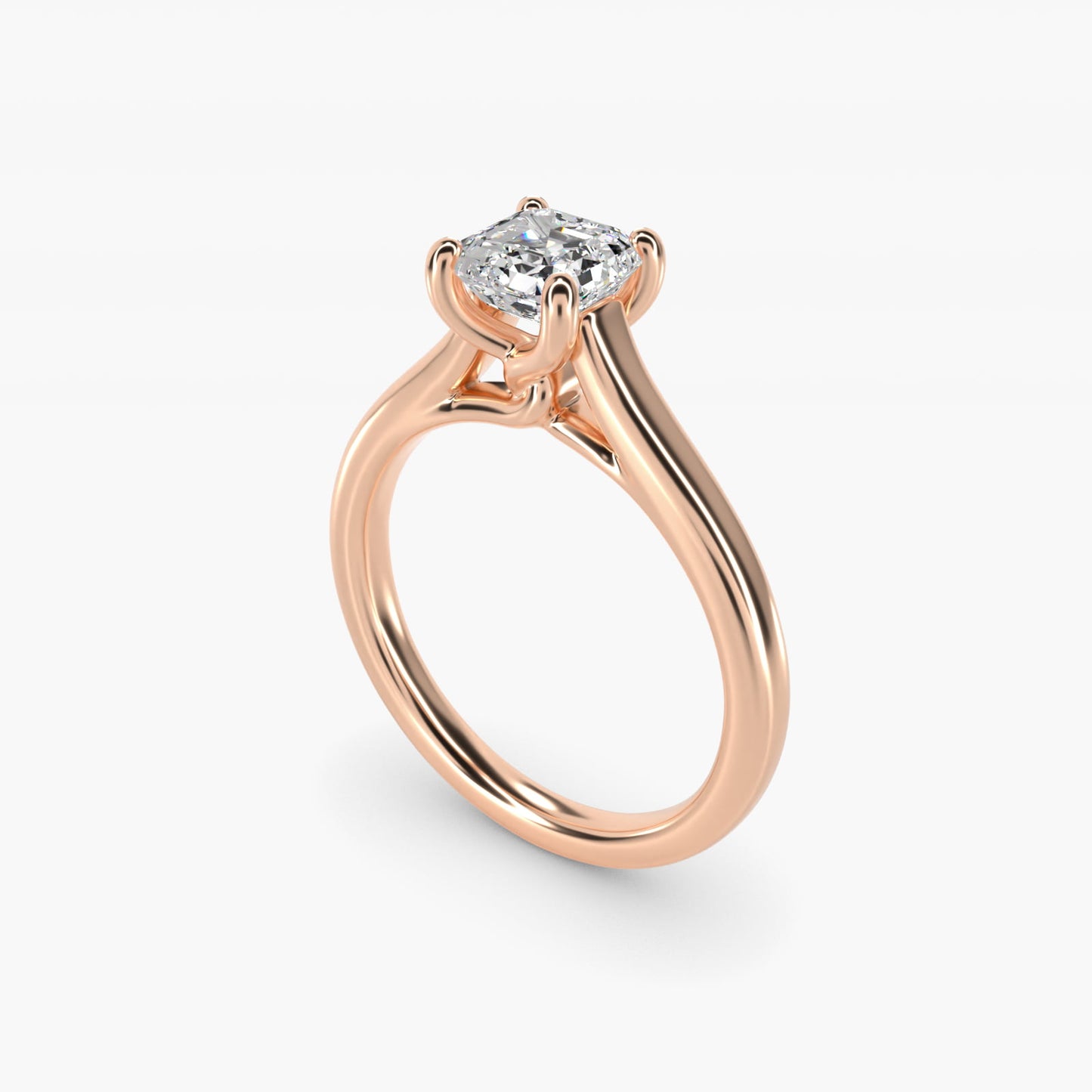 Twist Bridge Solitaire Engagement Ring in 14k Rose Gold - Asscher Center