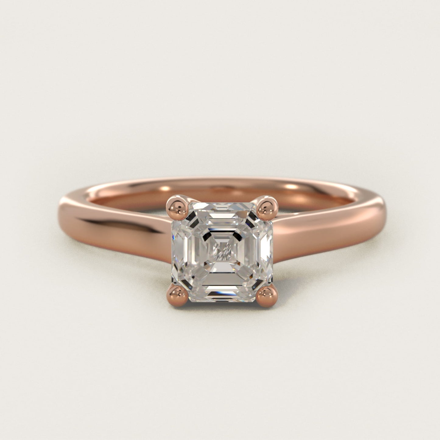 Twist Bridge Solitaire Engagement Ring in 14k Rose Gold - Asscher Center