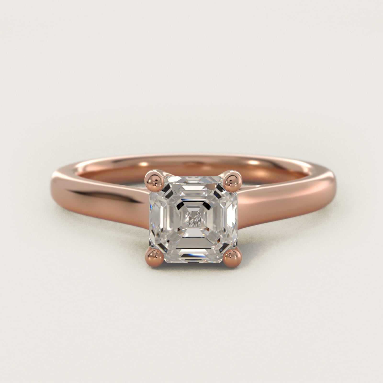 Twist Bridge Solitaire Engagement Ring in 14k Rose Gold - Asscher Center