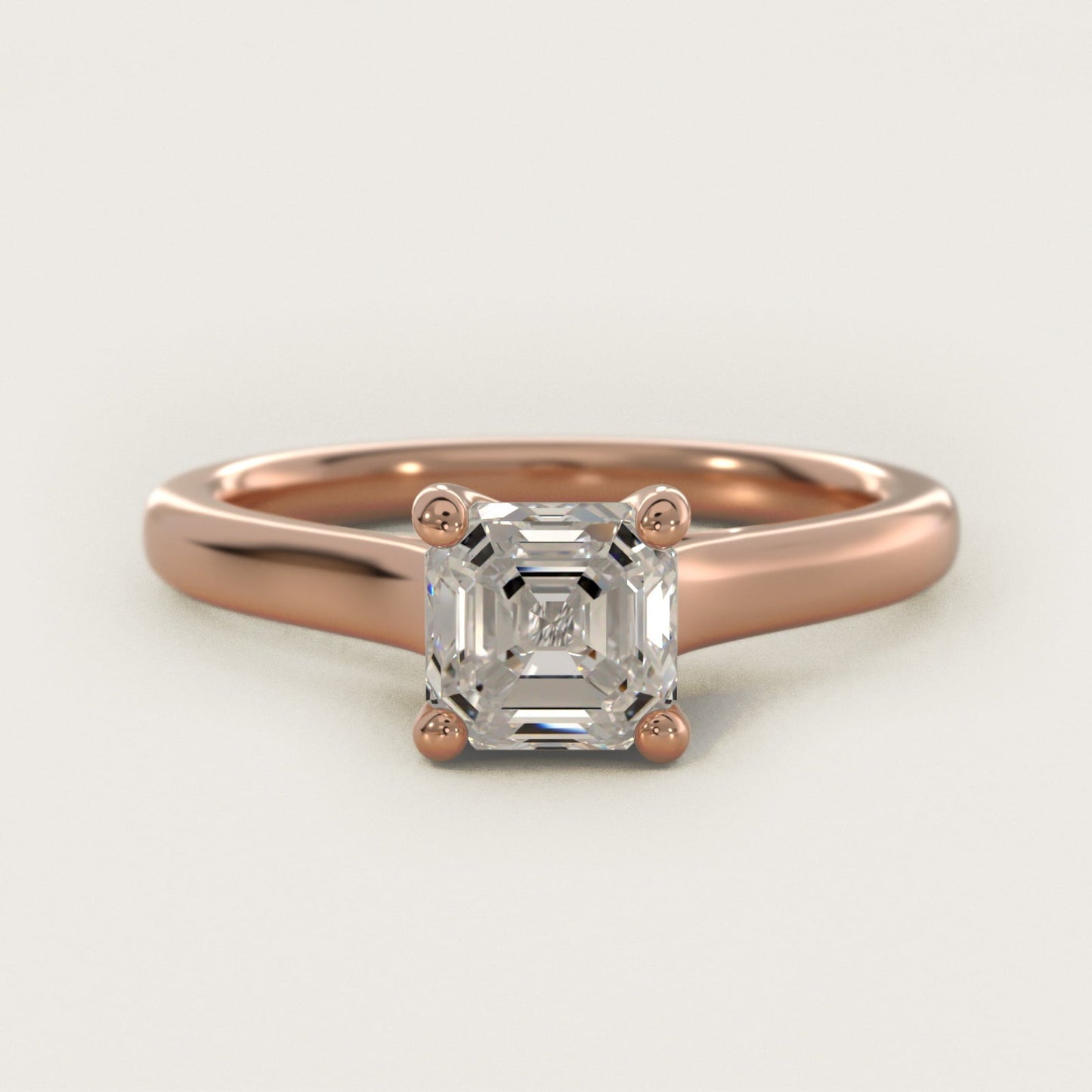 Twist Bridge Solitaire Engagement Ring in 18k Rose Gold - Asscher Center