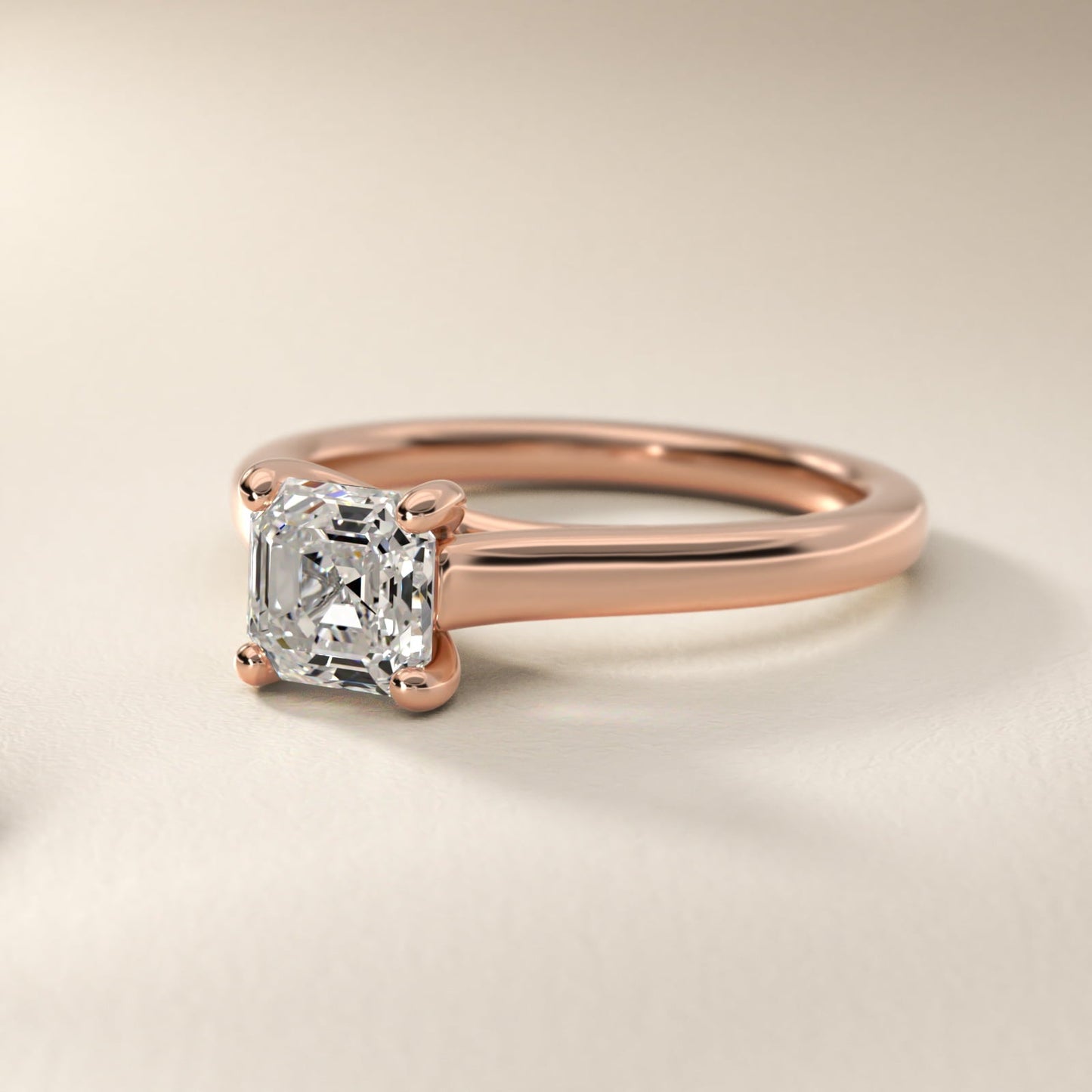 Twist Bridge Solitaire Engagement Ring in 18k Rose Gold - Asscher Center