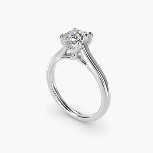 Twist Bridge Solitaire Engagement Ring in 14k White Gold - Asscher Center