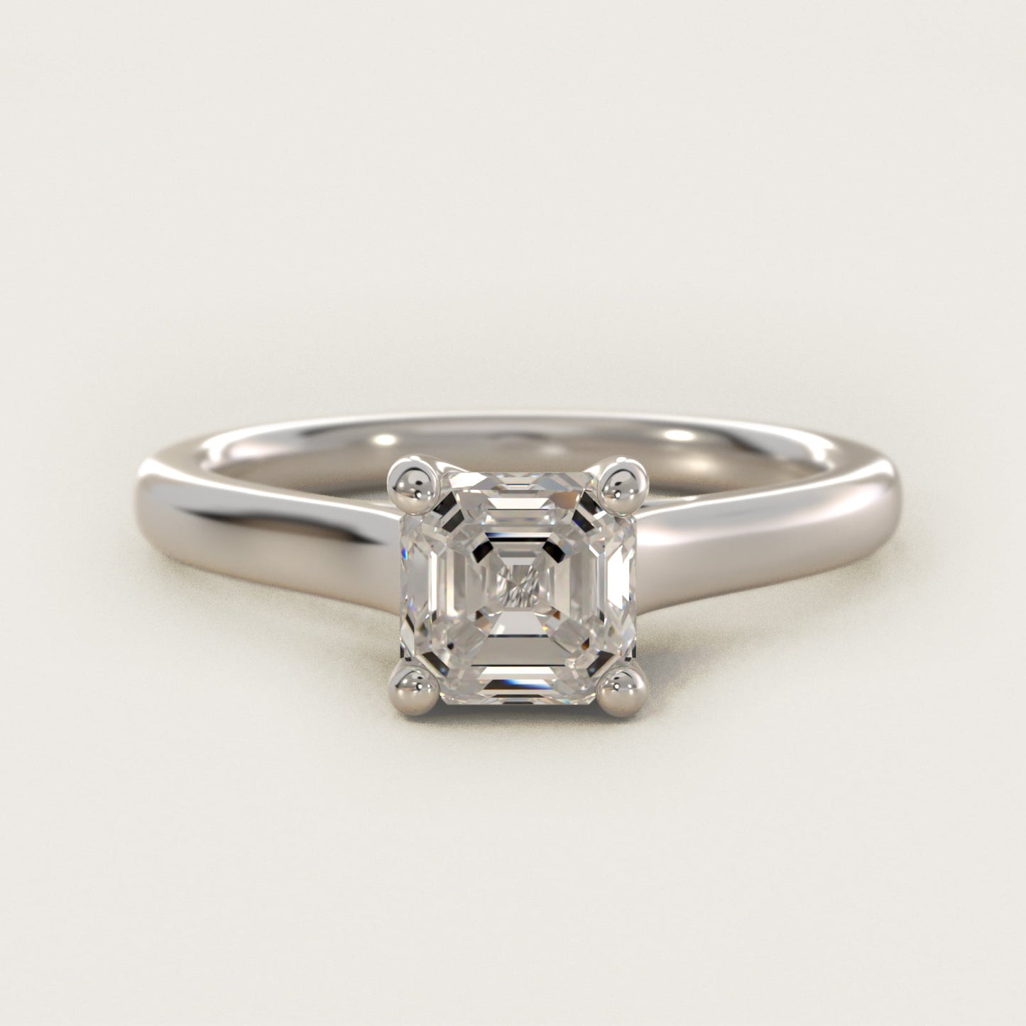 Twist Bridge Solitaire Engagement Ring in 14k White Gold - Asscher Center