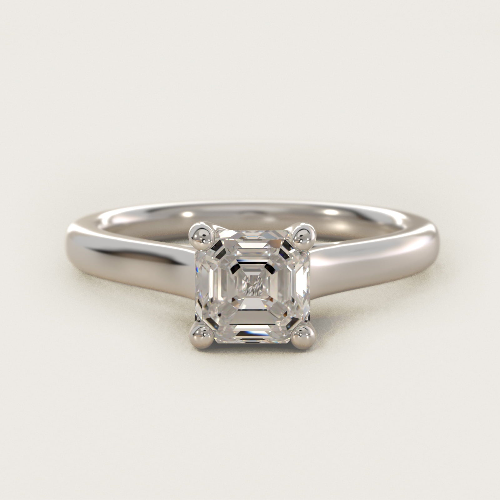 Twist Bridge Solitaire Engagement Ring in 14k White Gold - Asscher Center