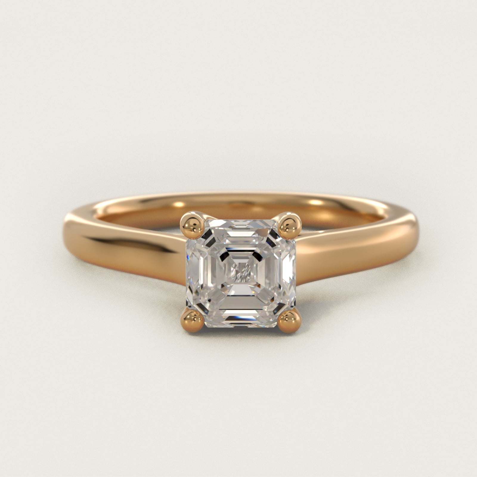 Twist Bridge Solitaire Engagement Ring in 14k Yellow Gold - Asscher Center