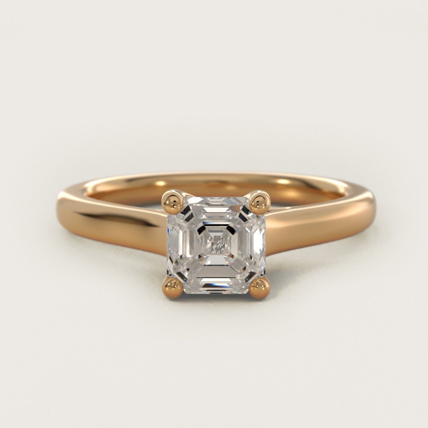 Twist Bridge Solitaire Engagement Ring in 18k Yellow Gold - Asscher Center