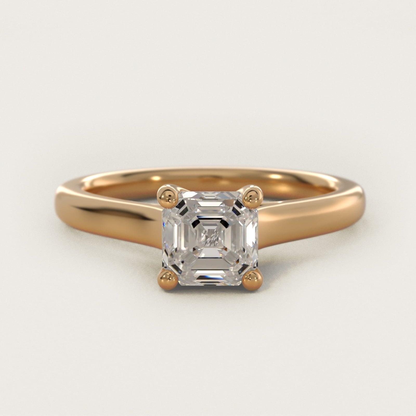 Twist Bridge Solitaire Engagement Ring in 18k Yellow Gold - Asscher Center
