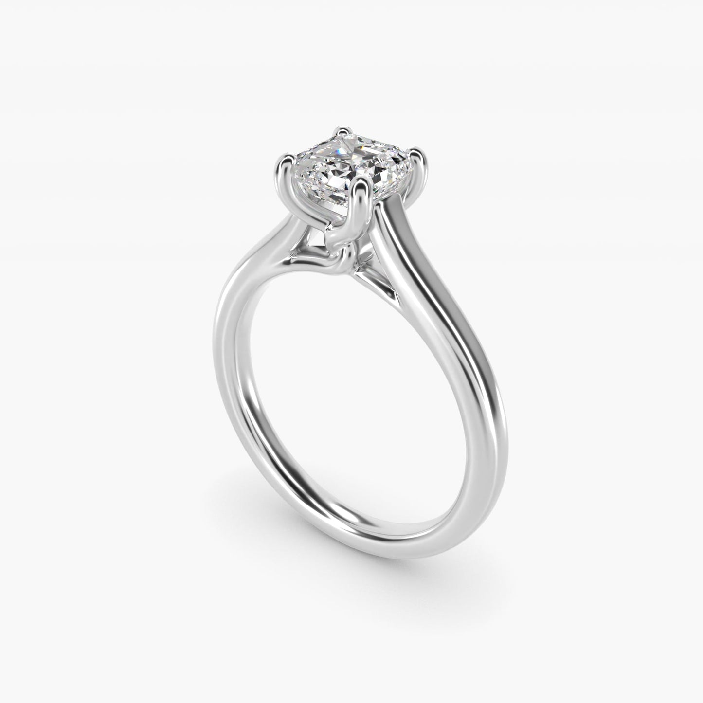 Twist Bridge Solitaire Engagement Ring in Platinum - Asscher Center