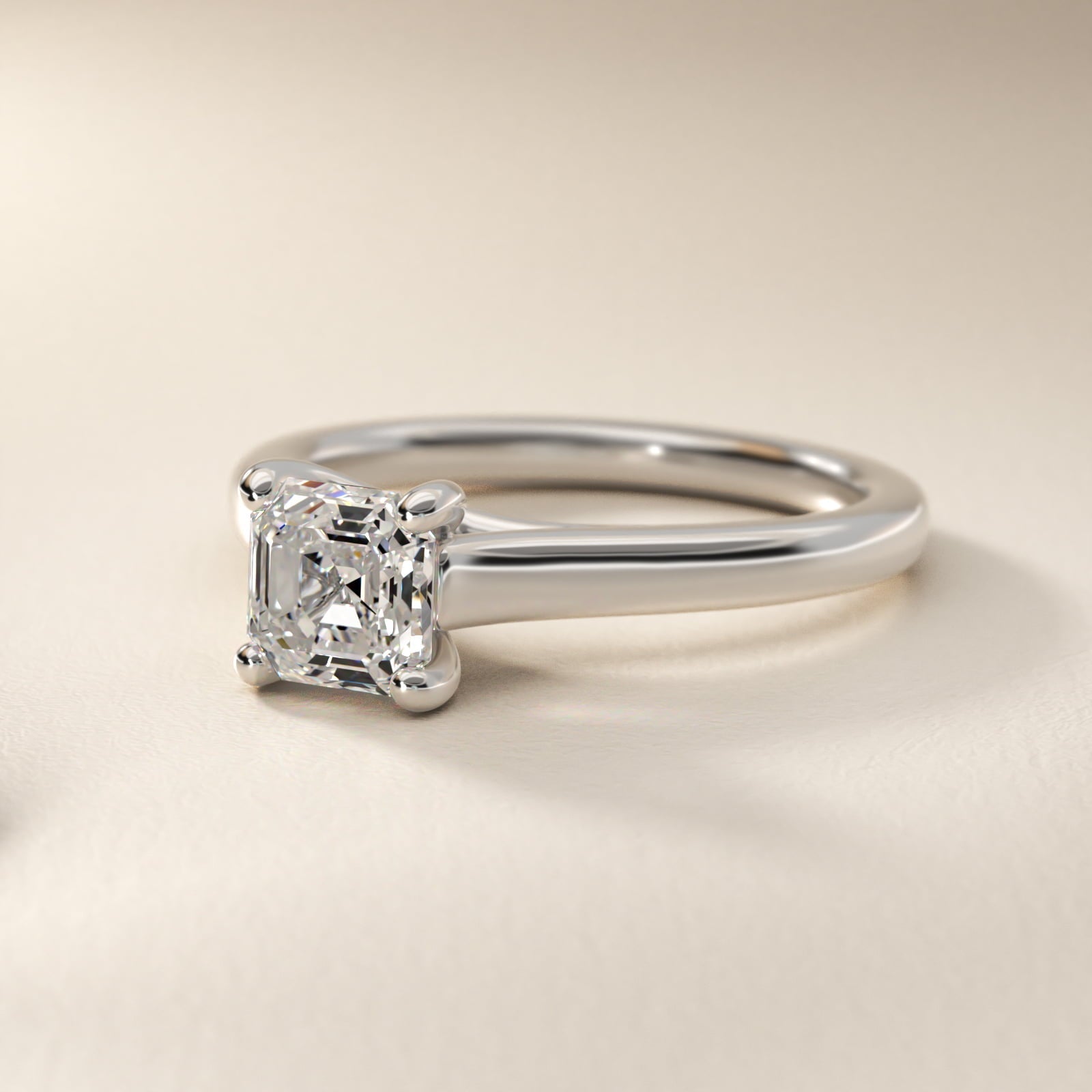 Twist Bridge Solitaire Engagement Ring in Platinum - Asscher Center