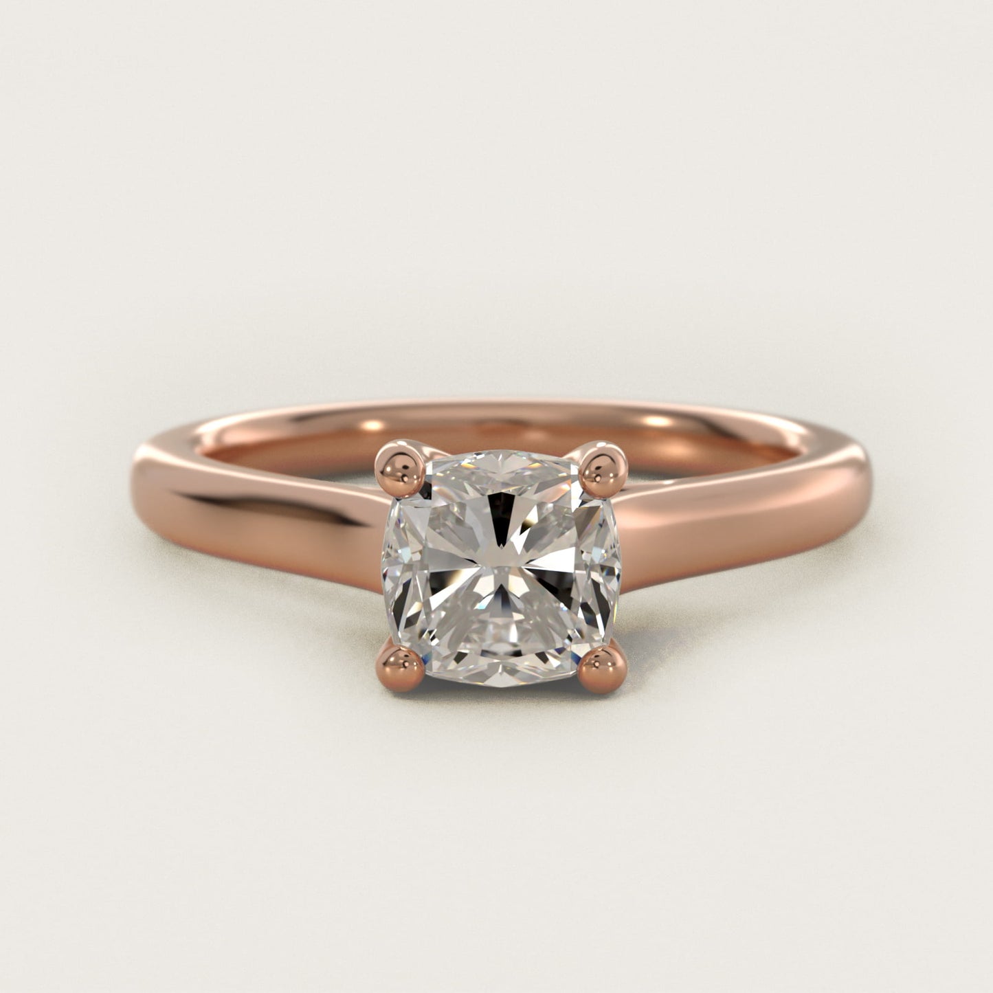 Twist Bridge Solitaire Engagement Ring in 14k Rose Gold - Cushion Center