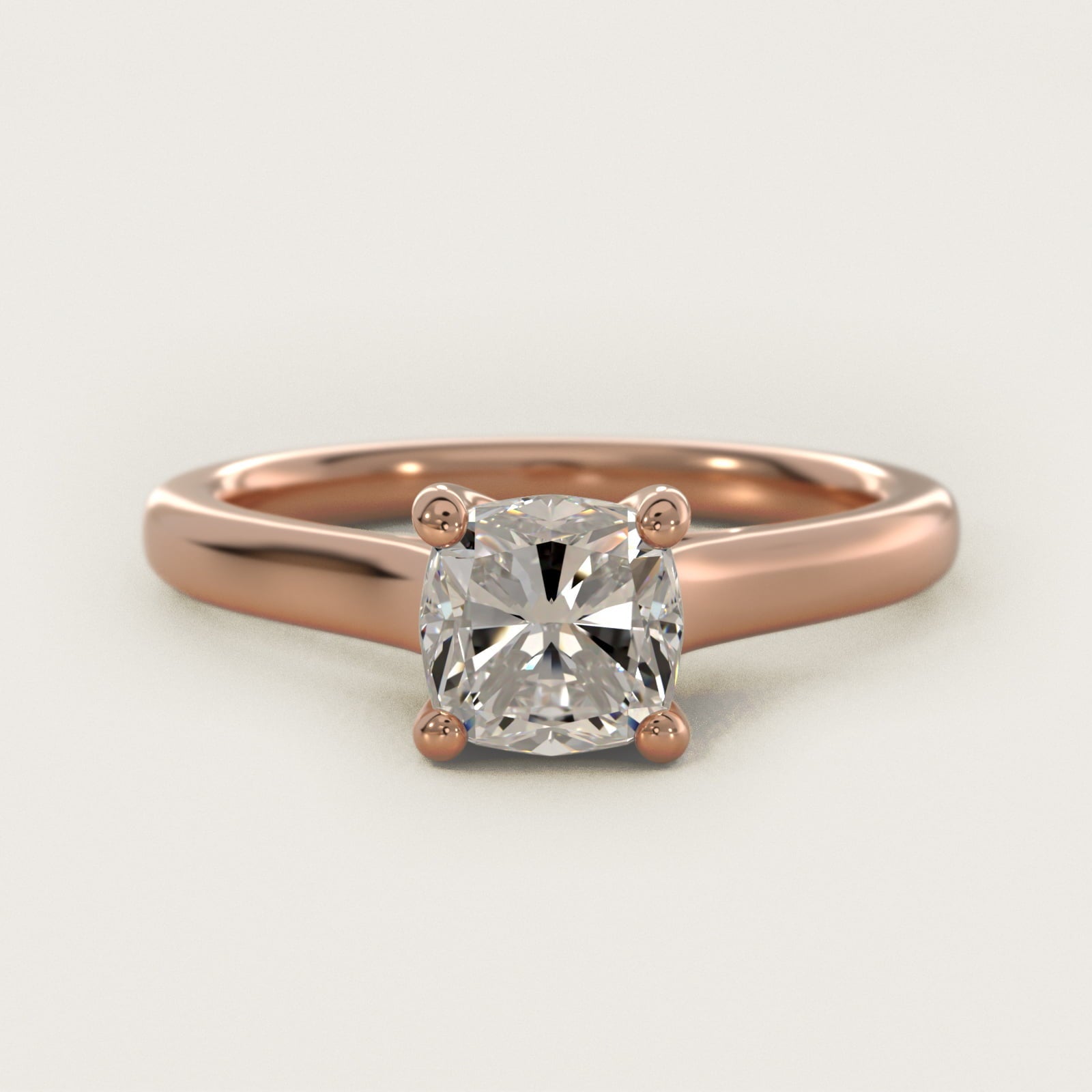 Twist Bridge Solitaire Engagement Ring in 18k Rose Gold - Cushion Center