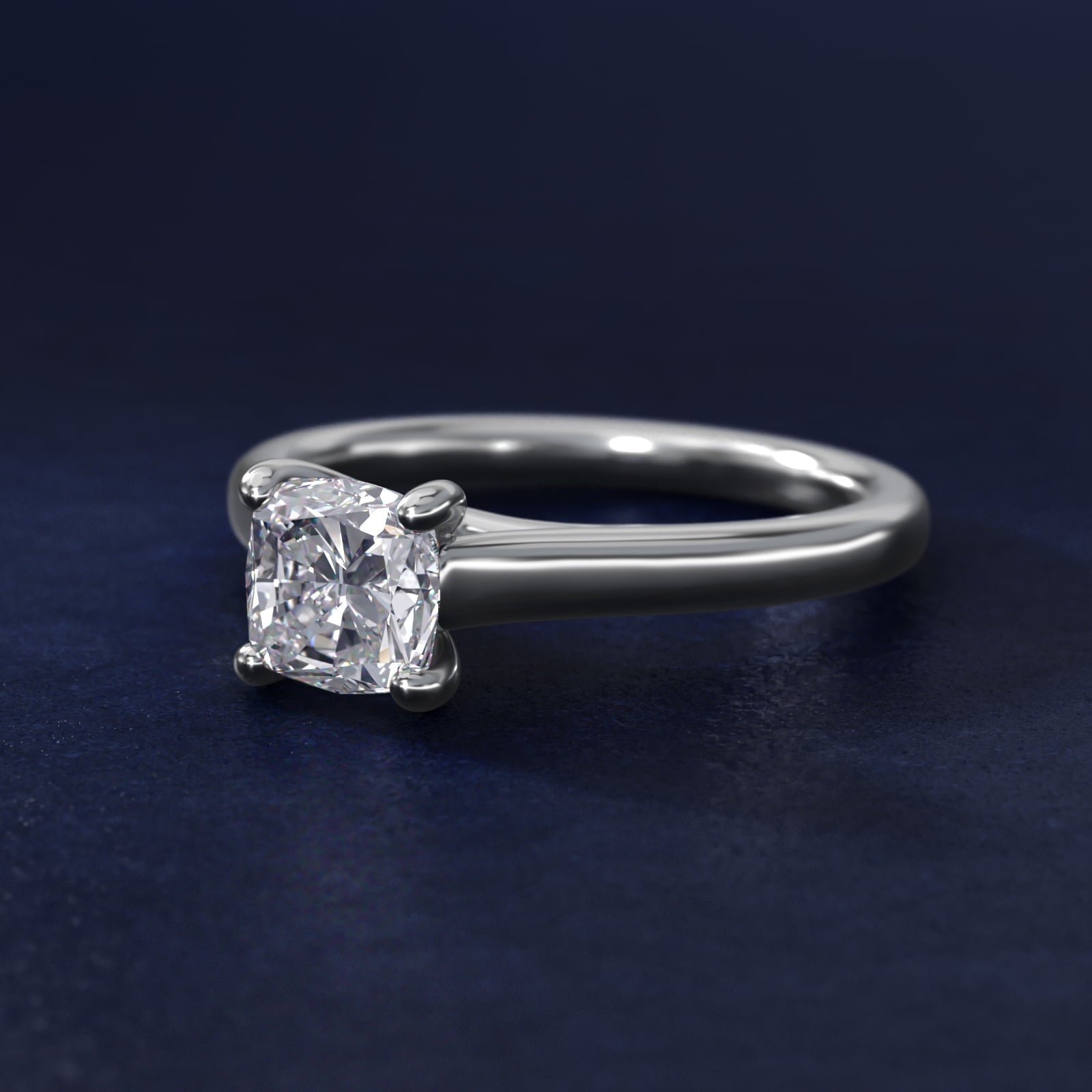 Twist Bridge Solitaire Engagement Ring in 18k White Gold - Cushion Center