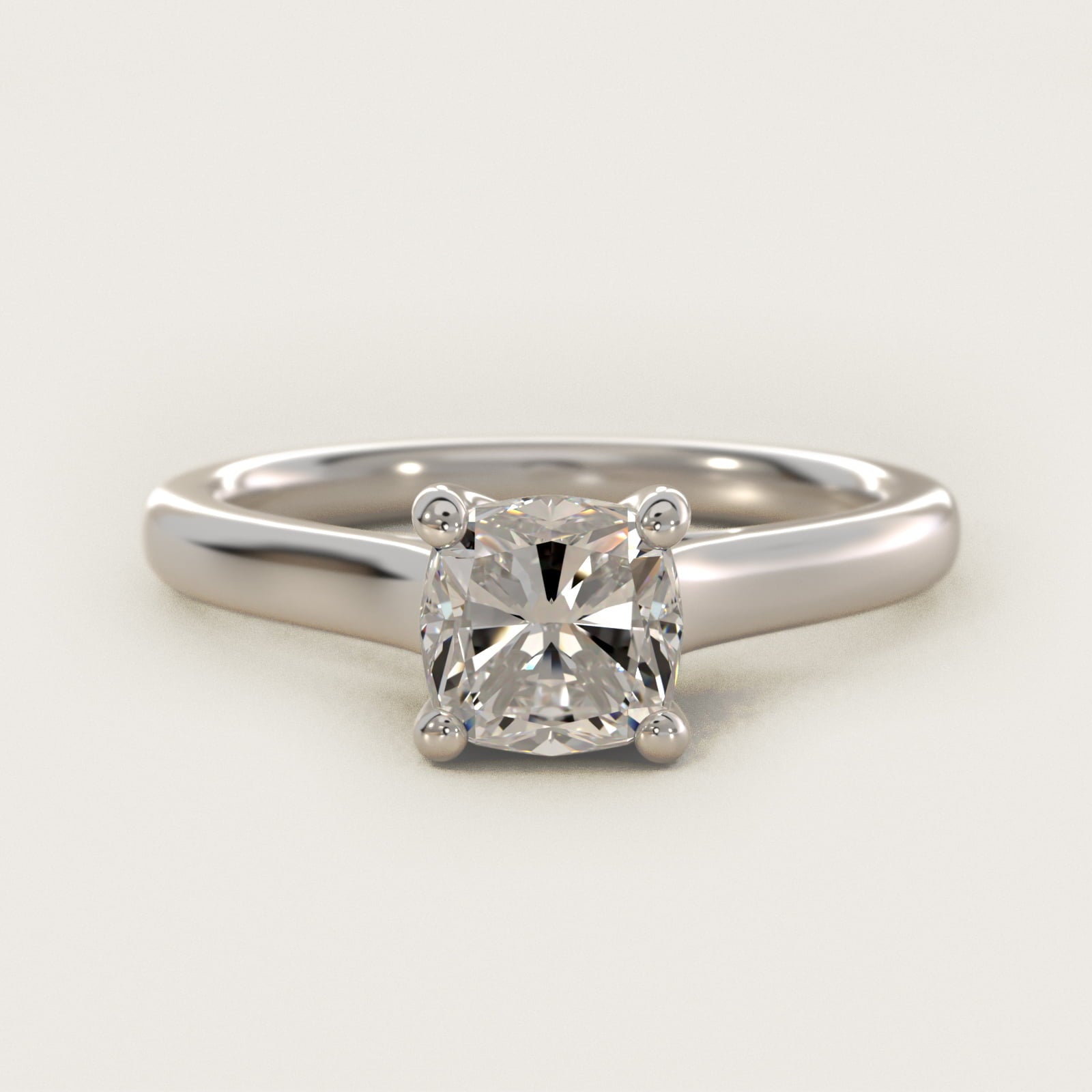 Twist Bridge Solitaire Engagement Ring in 14k White Gold - Cushion Center