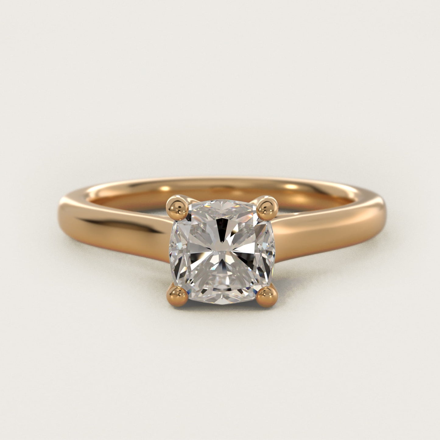Twist Bridge Solitaire Engagement Ring in 14k Yellow Gold - Cushion Center