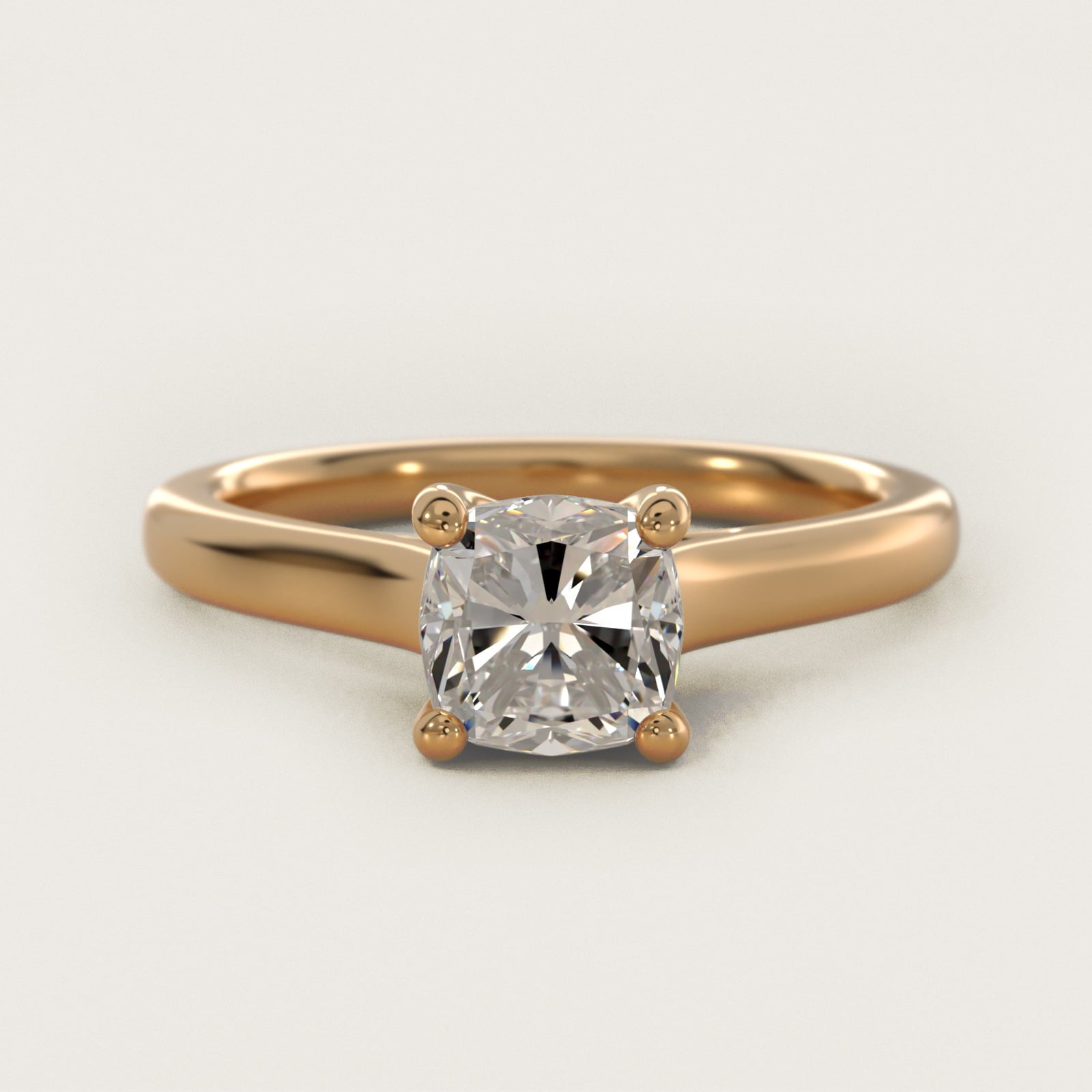 Twist Bridge Solitaire Engagement Ring in 14k Yellow Gold - Cushion Center