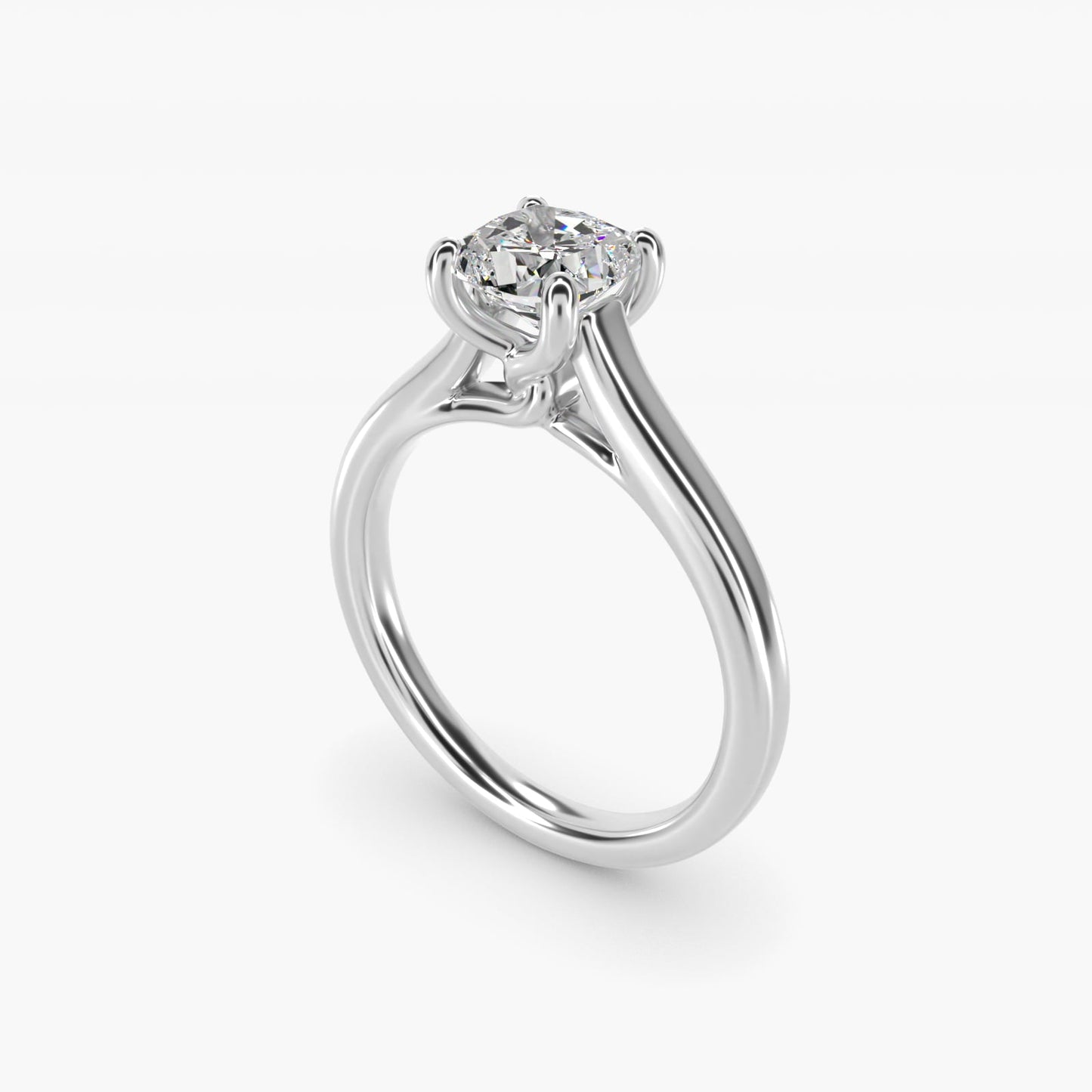Twist Bridge Solitaire Engagement Ring in Platinum - Cushion Center