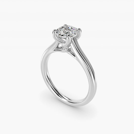 Twist Bridge Solitaire Engagement Ring in Platinum - Cushion Center