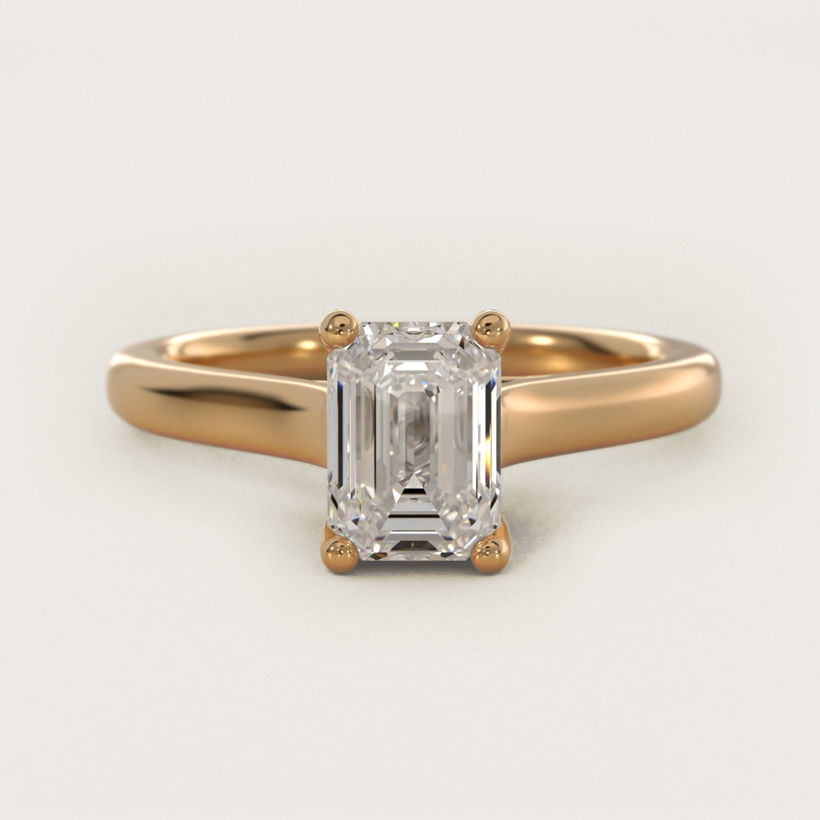 Twist Bridge Solitaire Engagement Ring in 18k Yellow Gold - Emerald Center