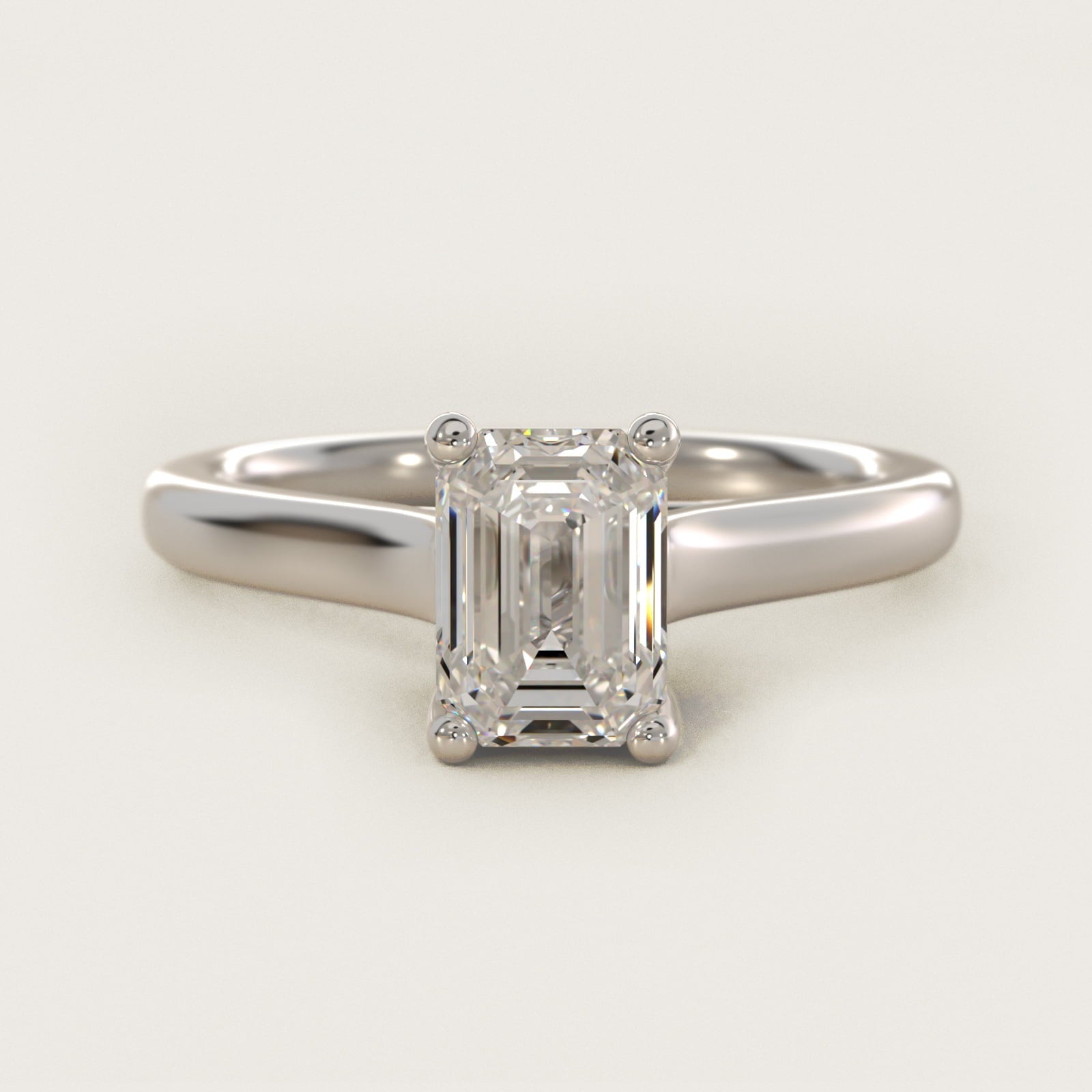 Twist Bridge Solitaire Engagement Ring in Platinum - Emerald Center