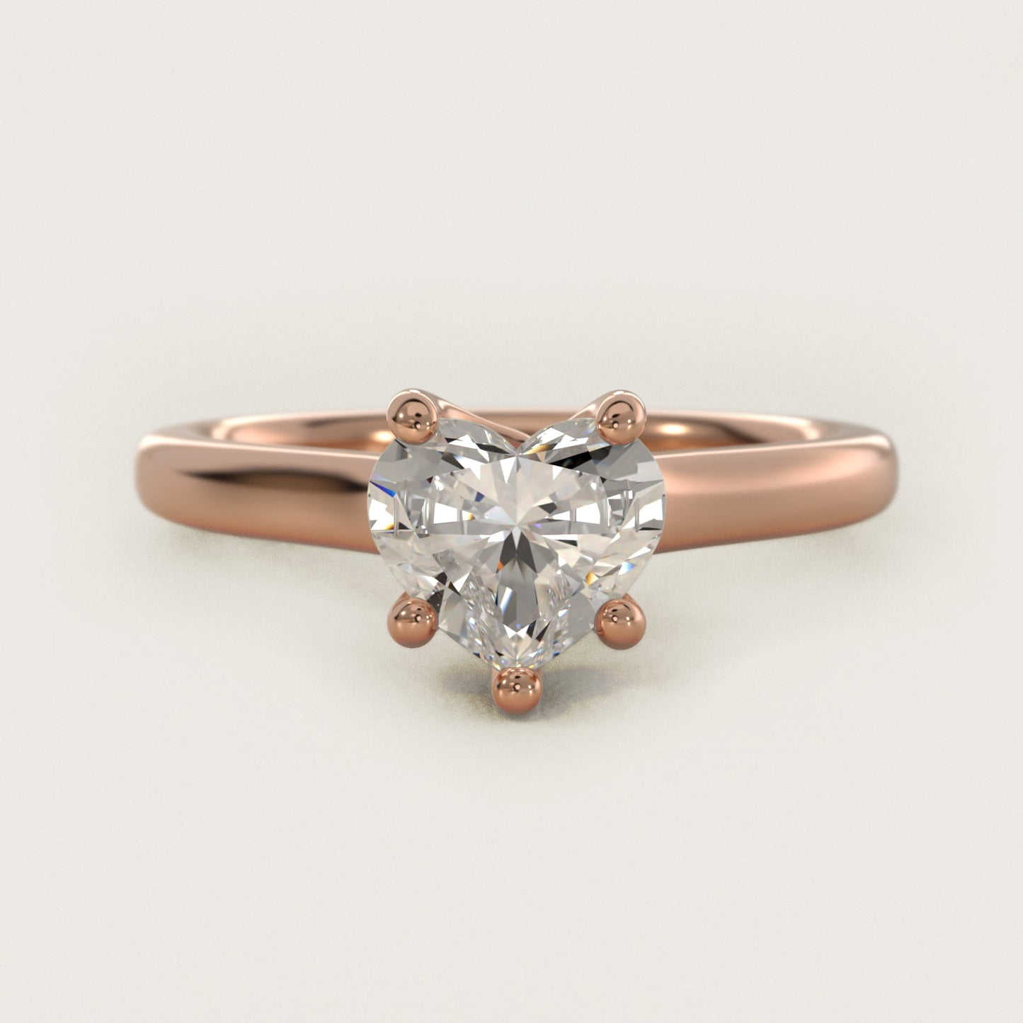 Twist Bridge Solitaire Engagement Ring in 14k Rose Gold - Heart Center