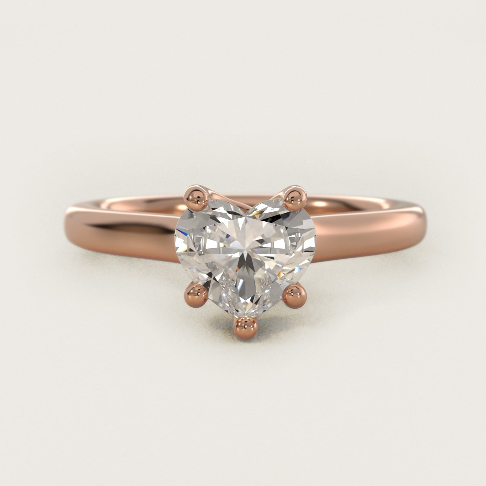 Twist Bridge Solitaire Engagement Ring in 14k Rose Gold - Heart Center