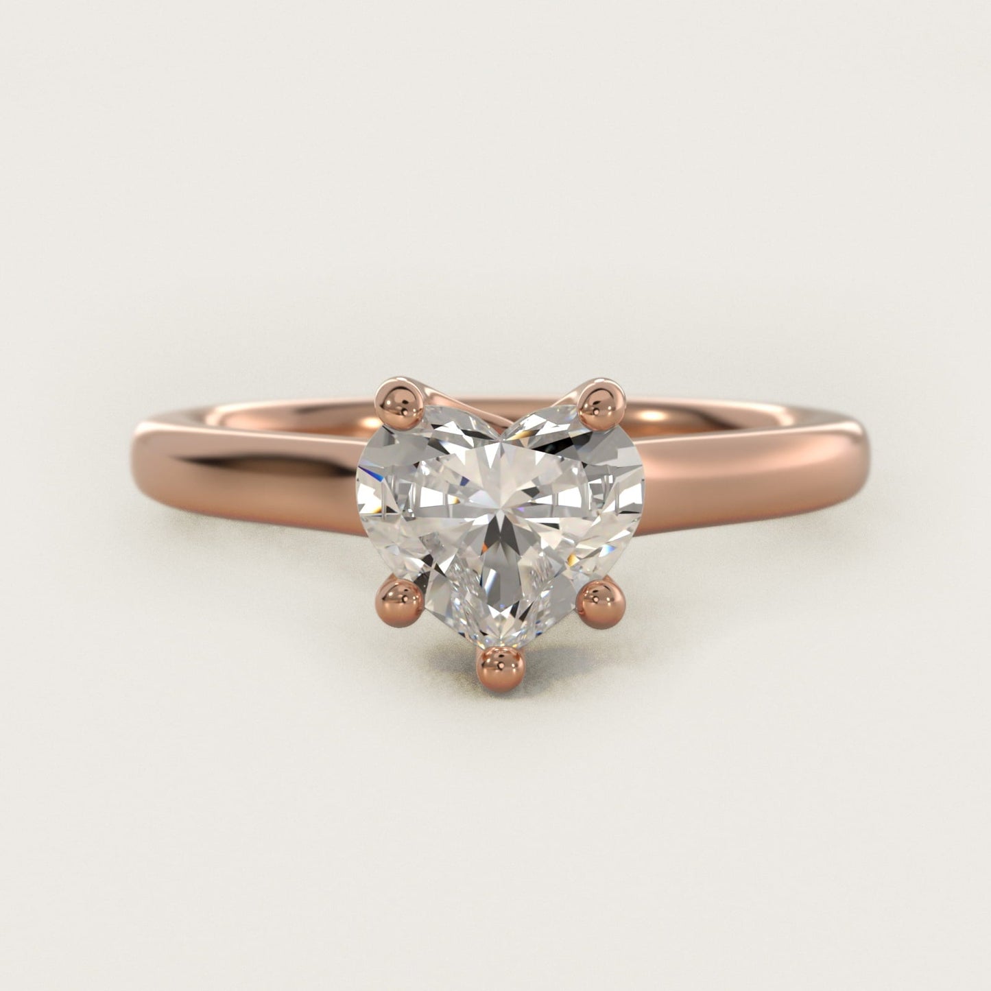Twist Bridge Solitaire Engagement Ring in 18k Rose Gold - Heart Center