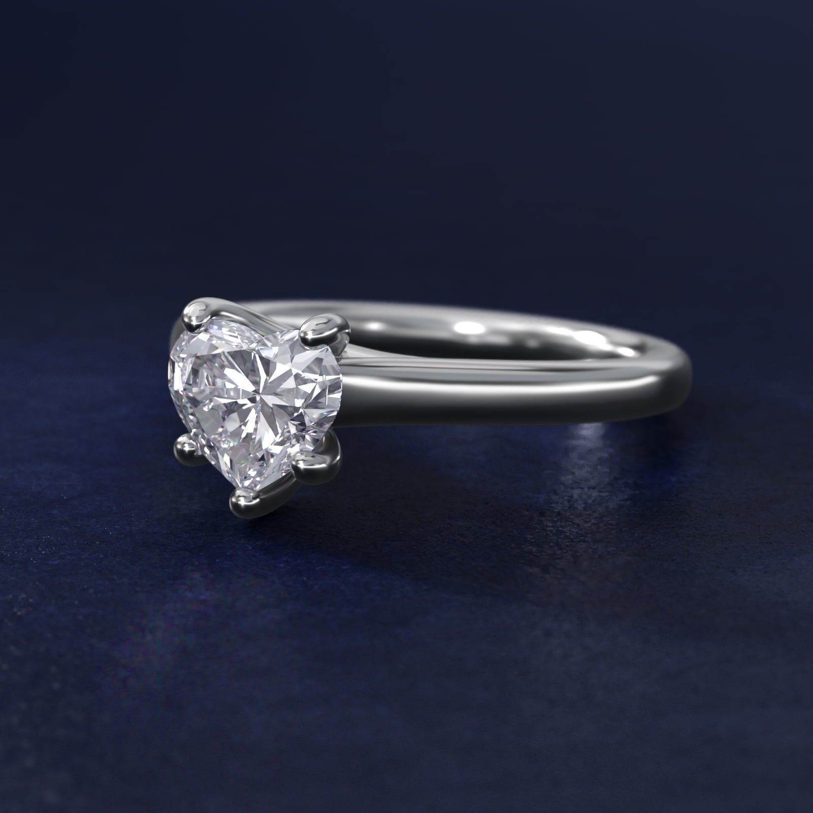 Twist Bridge Solitaire Engagement Ring in 14k White Gold - Heart Center