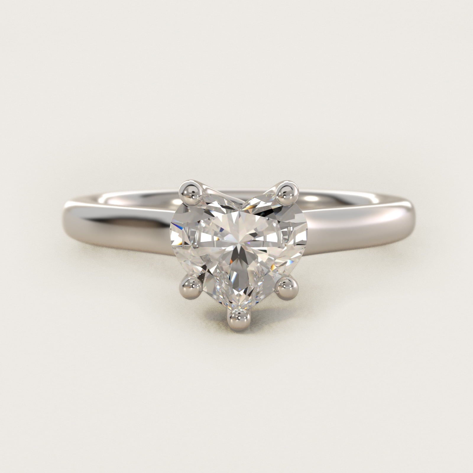 Twist Bridge Solitaire Engagement Ring in 14k White Gold - Heart Center