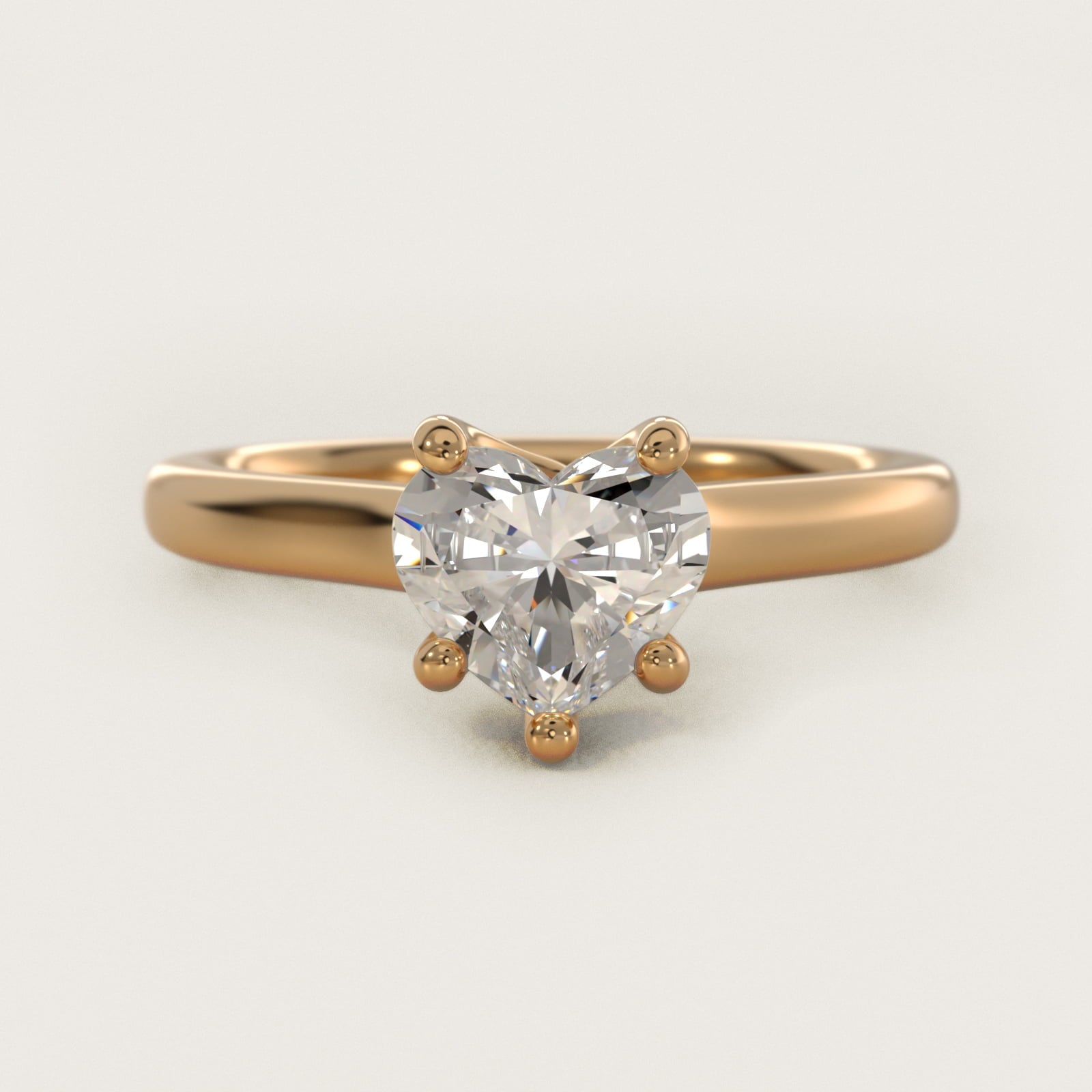 Twist Bridge Solitaire Engagement Ring in 14k Yellow Gold - Heart Center