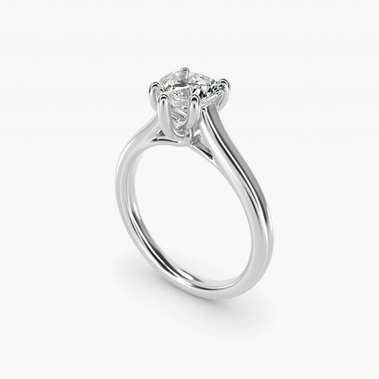 Twist Bridge Solitaire Engagement Ring in Platinum - Heart Center
