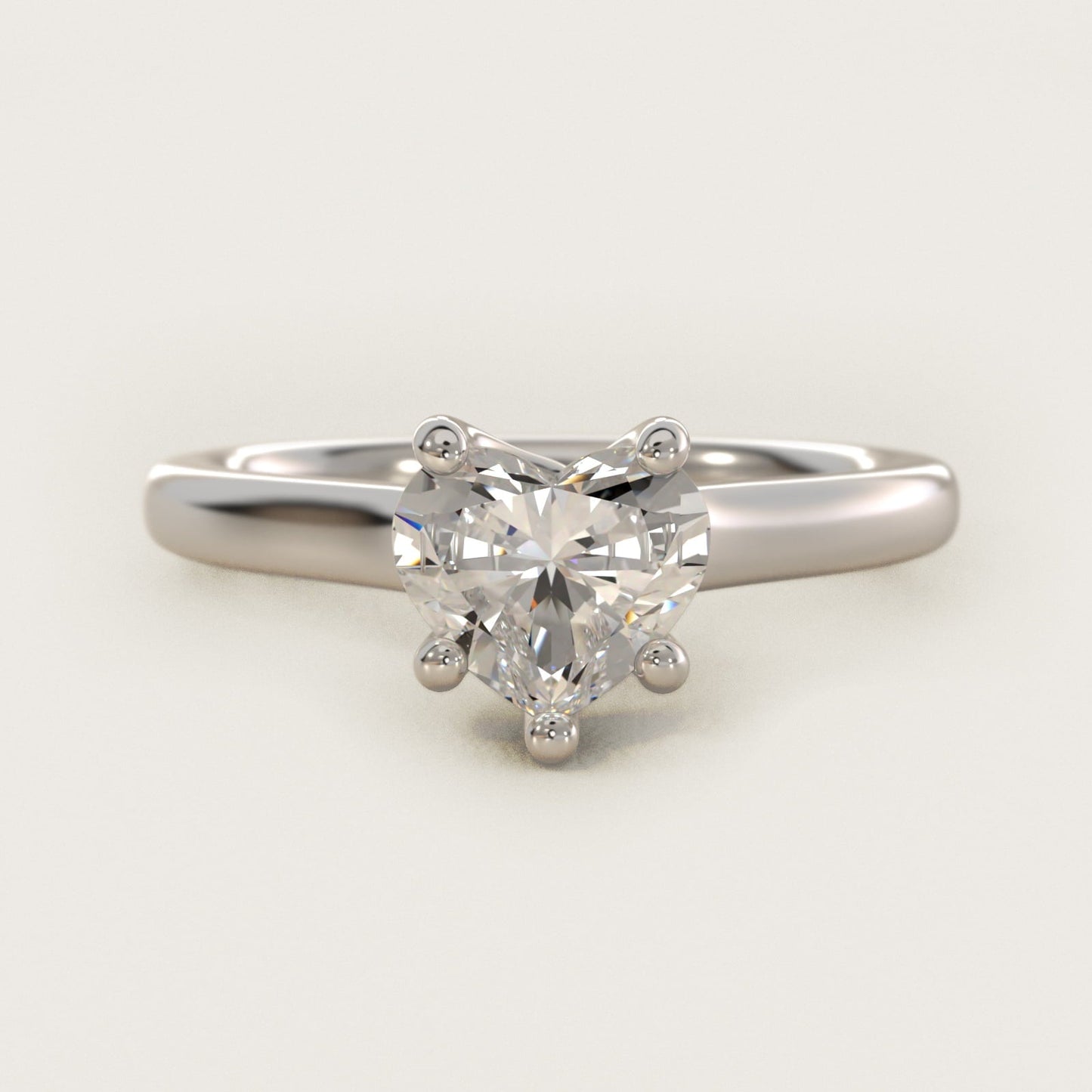 Twist Bridge Solitaire Engagement Ring in Platinum - Heart Center